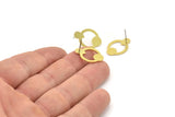 Earring Studs, 6 Raw Brass - Irregular Shaped Stud Earrings - Brass Earrings - Earrings (20x14x0.80mm) A6055