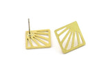 Earring Studs, 6 Raw Brass - Geometric Shaped Stud Earrings - Brass Earrings - Earrings (18x13x0.80mm) A5992