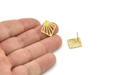 Earring Studs, 6 Raw Brass - Geometric Shaped Stud Earrings - Brass Earrings - Earrings (18x13x0.80mm) A5992