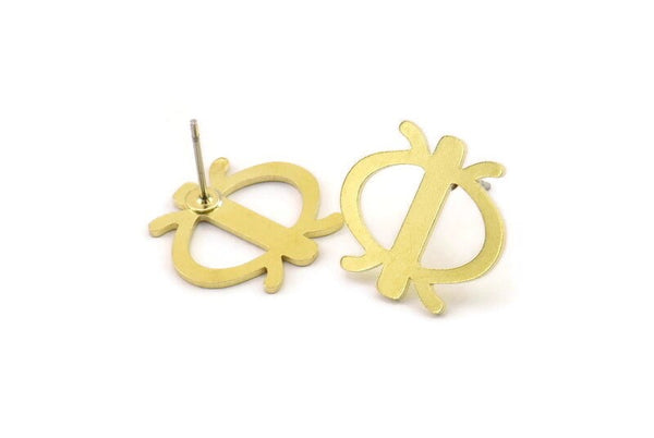 Earring Studs, 6 Raw Brass - Irregular Shaped Stud Earrings - Brass Earrings - Earrings (16x17x0.80mm) A6065
