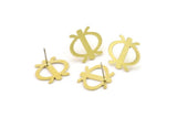 Earring Studs, 6 Raw Brass - Irregular Shaped Stud Earrings - Brass Earrings - Earrings (16x17x0.80mm) A6065