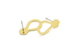 Earring Studs, 6 Raw Brass - Drop Shaped Stud Earrings - Brass Earrings - Earrings (20x11x0.80mm) A6070