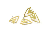 Earring Studs, 6 Raw Brass - Triangle Stud Earrings - Brass Earrings - Earrings (20x15x0.80mm) A6060