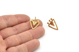 Earring Studs, 6 Raw Brass - Triangle Stud Earrings - Brass Earrings - Earrings (20x15x0.80mm) A6060