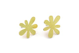 Earring Studs, 8 Raw Brass - Flower Earrings - Brass Earrings - Earrings (18x15x0.80mm) A6008