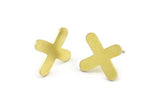 Earring Studs, 8 Raw Brass - Geometric Earrings - Brass Earrings - Earrings (18x14x0.80mm) A6138