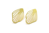 Earring Studs, 6 Raw Brass - Shell Earrings - Brass Earrings - Earrings (24x16x0.60mm) A2953