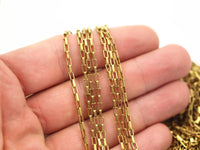 2mm Link Chain, 10 M. Rectangle Raw Brass Chain, Open Link (3.5x2mm) W117 Bs 1377