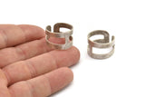 Striped Ring Setting - 4 Antique Silver Plated Brass Adjustable Geometric 2 Striped Ring Settings for Soldering (14mm) Mn52