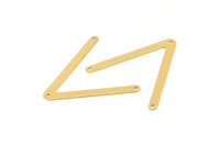 Gold V Connector, 4 Gold Plated Brass Geometric Charms (30x33x0.45mm) Y224