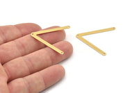 Gold V Connector, 4 Gold Plated Brass Geometric Charms (30x33x0.45mm) Y224