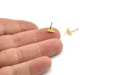 Gold Heart Earring, 8 Gold Plated Brass Tiny Heart Shaped Stud Earrings (8x6x1mm) A3940