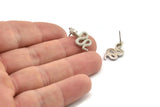 Silver Snake Earring, 2 Silver Tone Brass Snake And Moon Stud Earrings (20x11x3mm) N1612 H1571