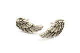 Silver Wing Earring, 4 Antique Silver Plated Brass Wing Stud Earrings, Findings (18x9x1.5mm) A1300 H0183