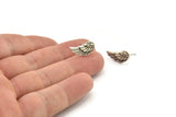 Silver Wing Earring, 4 Antique Silver Plated Brass Wing Stud Earrings, Findings (18x9x1.5mm) A1300 H0183