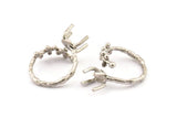 Silver Ring Settings, 2 Antique Silver Plated Brass Claw Rings, Adjustable Rings - Pad Size 6x8mm N2537 H1660