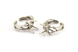 Silver Ring Settings, Antique Silver Plated Brass Claw Rings, Adjustable Rings - Pad Size 6x8mm N2560 H1670