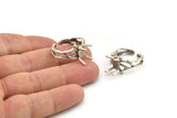Silver Ring Settings, Antique Silver Plated Brass Claw Rings, Adjustable Rings - Pad Size 6x8mm N2560 H1670