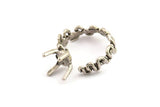 Silver Ring Settings, 2 Antique Silver Plated Brass Claw Rings, Adjustable Rings - Pad Size 6mm N2542 H1662