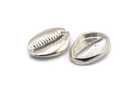 Silver Shell Finding, 925 Silver Cowrie Shell Findings, Pendants, Charms, Earrings, Beads (20-25mm) E275