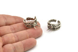 Silver Ring Settings, Antique Silver Plated Brass Claw Rings, Adjustable Rings - Pad Size 6mm N2541 H1633