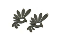 Black Bird Charm, 4 Oxidized Black Brass Phoenix Charms With 1 Hole, Findings (35x21x0.60mm) SMP0316 A2682 H0854