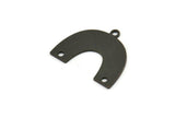 Black Charm, 8 Oxidized Black Brass, Black Pendants, U Shaped Charms, Black Semi Circle Charms With 3 Holes (20x16x0.60mm) A3222