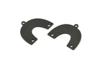 Black Charm, 8 Oxidized Black Brass, Black Pendants, U Shaped Charms, Black Semi Circle Charms With 3 Holes (20x16x0.60mm) A3222