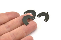 Black Charm, 8 Oxidized Black Brass, Black Pendants, U Shaped Charms, Black Semi Circle Charms With 3 Holes (20x16x0.60mm) A3222