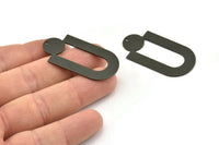 Black Charm, 2 Oxidized Black Brass, Black Pendants, Charm Pendants, Black U Shaped Charms With 1 Hole (43x22x0.80mm) A5651 H0200