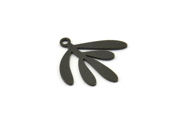 Siyah Yaprak Tılsımı, 1 Döngülü 12 Oksitlenmiş Siyah Pirinç Yaprak Tılsımı, Tılsım Kolye Uçları (18x17x0,60 mm) A3578 H0897