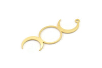 Gold Moon Charm, 4 Gold Plated Brass Crescent Moon Charms With 1 Loop, Findings (43x15x0.60mm) A6289 H0203
