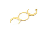 Gold Moon Charm, 4 Gold Plated Brass Crescent Moon Charms With 1 Loop, Findings (43x15x0.60mm) A6289 H0203