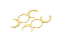 Gold Moon Charm, 4 Gold Plated Brass Crescent Moon Charms With 1 Loop, Findings (43x15x0.60mm) A6289 H0203