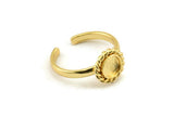 Gold Ring Settings, Gold Plated Brass Round Shaped Ring With 1 Stone Setting - Pad Size 6mm N2093