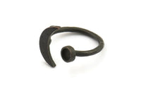 Black Ring Settings, 2 Oxidized Black Brass Moon And Planet Ring With 1 Stone Setting - Pad Size 4mm N0799 H0879
