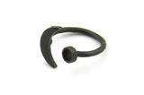 Black Ring Settings, 2 Oxidized Black Brass Moon And Planet Ring With 1 Stone Setting - Pad Size 4mm N0799 H0879