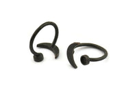 Black Ring Settings, 2 Oxidized Black Brass Moon And Planet Ring With 1 Stone Setting - Pad Size 4mm N0799 H0879