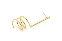 Gold Spiral Earring, 2 Gold Plated Brass Spiral Shaped Stud Earrings (50mm) SY0347 Q0637