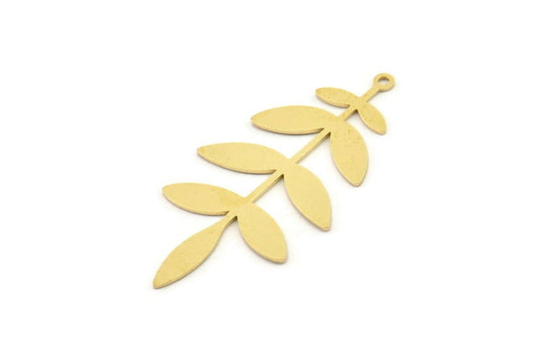 Brass Leaf Charm, Raw Brass Leaf Charms With 1 Loop, Leaf Earrings (46x23x0.60mm) SMP1525
