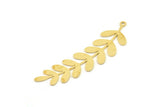 Brass Leaf Charm, Raw Brass Leaf Charms With 1 Loop, Leaf Earrings (52x13x0.60mm) SMP1531