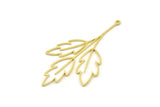 Brass Leaf Charm, Raw Brass Leaf Charms With 1 Loop, Leaf Earrings (49x32x0.80mm) SMP1518