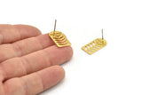 Gold Flower Earring, 4 Gold Plated Brass Flower Shaped Stud Earrings (20x12x0.60mm) A2915 H0403