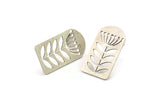 Silver Flower Earring, 6 Antique Silver Plated Brass Flower Shaped Stud Earrings (20x12x0.60mm) A2915 H0403