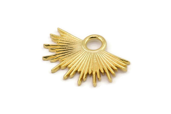 Gold Sun Charm, Gold Plated Brass Sunshine Charms, Pendants, Earrings, Findings  (31x21mm) N0784 H0837