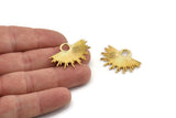 Gold Sun Charm, Gold Plated Brass Sunshine Charms, Pendants, Earrings, Findings  (31x21mm) N0784 H0837