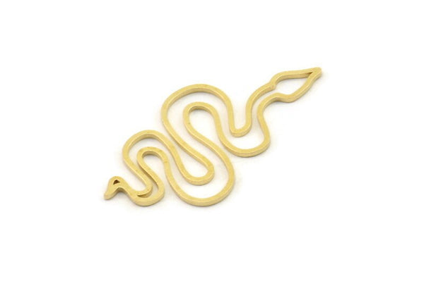 Brass Snake Charm, Raw Brass Snake Charms, Snake Earrings (37x17x0.80mm) SMP1528