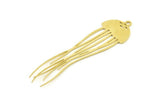 Brass Jellyfish Charm, Raw Brass Jellyfish Charms With 1 Loop, Charm Pendants (67x19x0.80mm) SMP1520 A6284