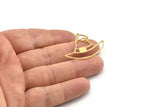 Brass Hat Charm, Raw Brass Hat Charms With 1 Loop (36x29x0.80mm) SMP1513