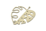Steel Monstera Charm, Stainless Steel Monstera Leaf Charms With 1 Loop, Findings (46x41x0.80mm) SMP1507